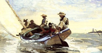  Boa Pintura al %c3%b3leo - Navegando en el Catboat Realismo marino Winslow Homer
